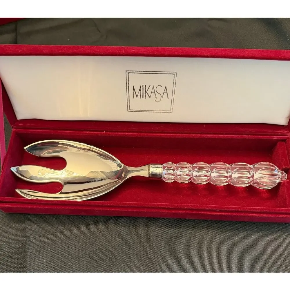 Vintage Glam Mikasa Rousseau 4-Piece Serving Set Austrian Crystal & Silverplate